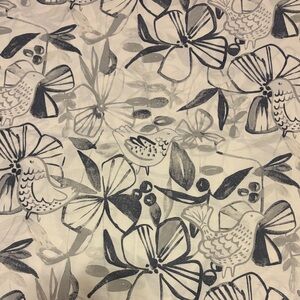 West Elm Twin Duvet Covers and Shams with Gray and White Floral Bird Design